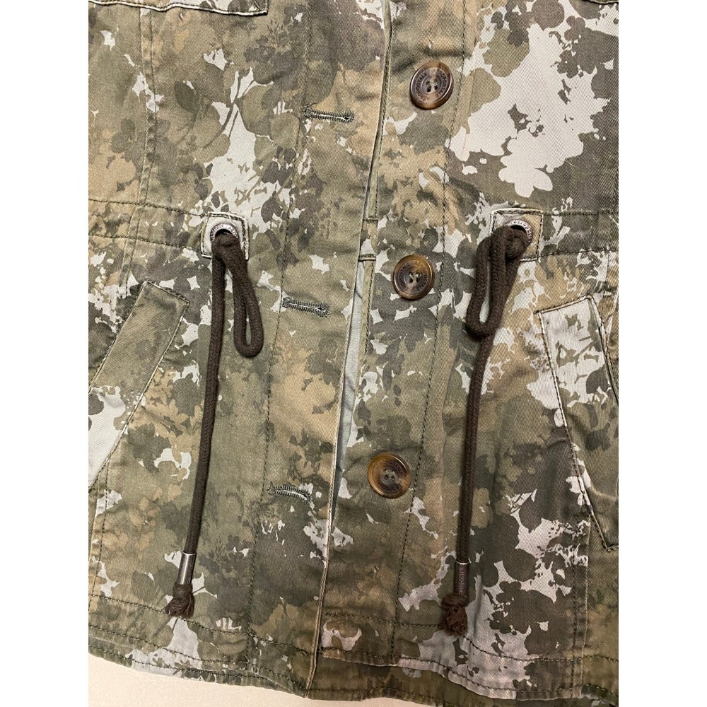 Aeropostale Womens Floral Camo Utility Field Jacket Olive Green Cotton Medium - Picture 7 of 8